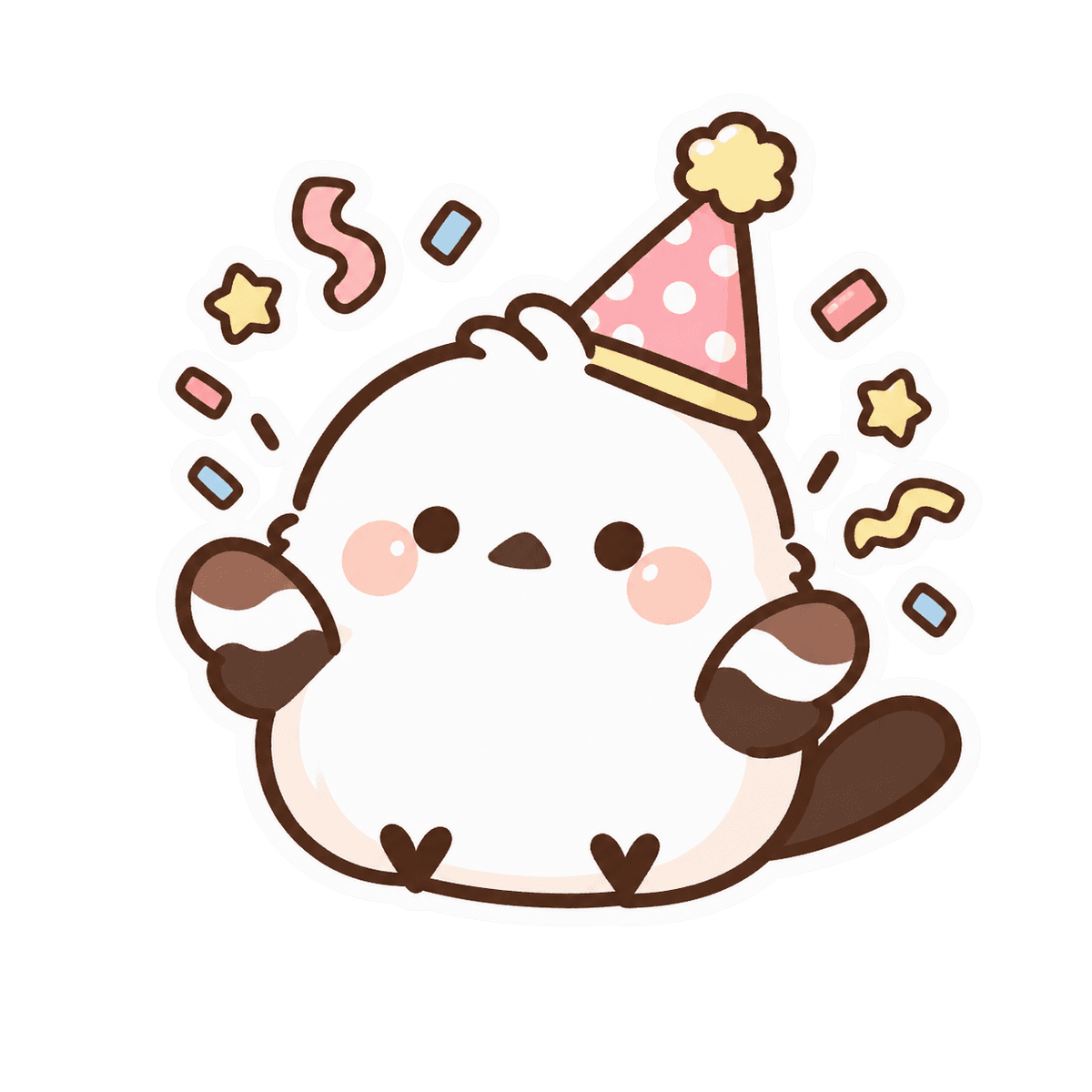 Shima-enaga wearing a party hat