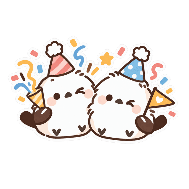 Two Oh My Greetings Shima-enaga birds celebrating