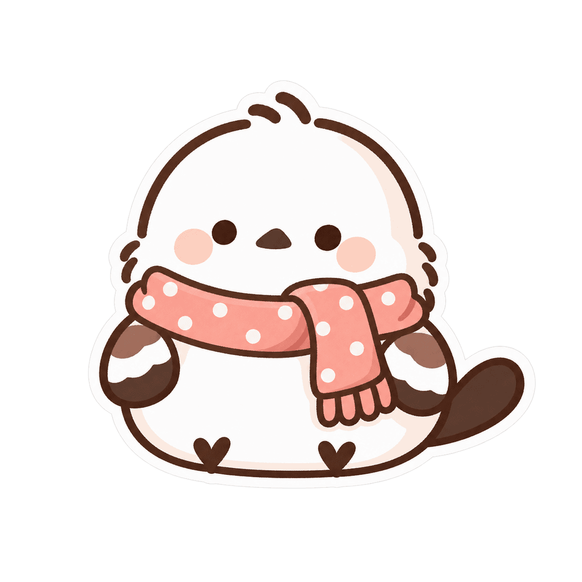Oh My Greetings Shima-enaga wearing a pink scarf